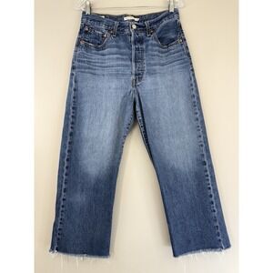 Levi's Ribcage Straight Ankle Jeans Women's 30‎ High Rise Medium Wash Blue Denim